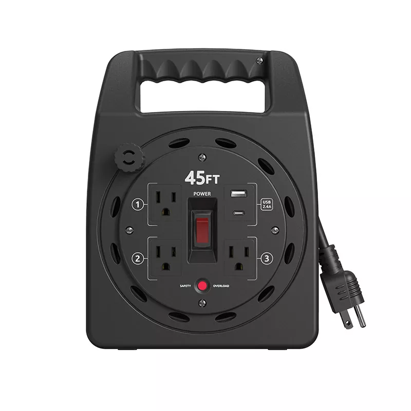 3 Asraon USB2.4A Ríl Corda Plaisteach 45ft le cosaint ró -ualaigh 3 Asraon USB2.4A Ríl Corda Plaisteach 45ft le cosaint ró -ualaigh