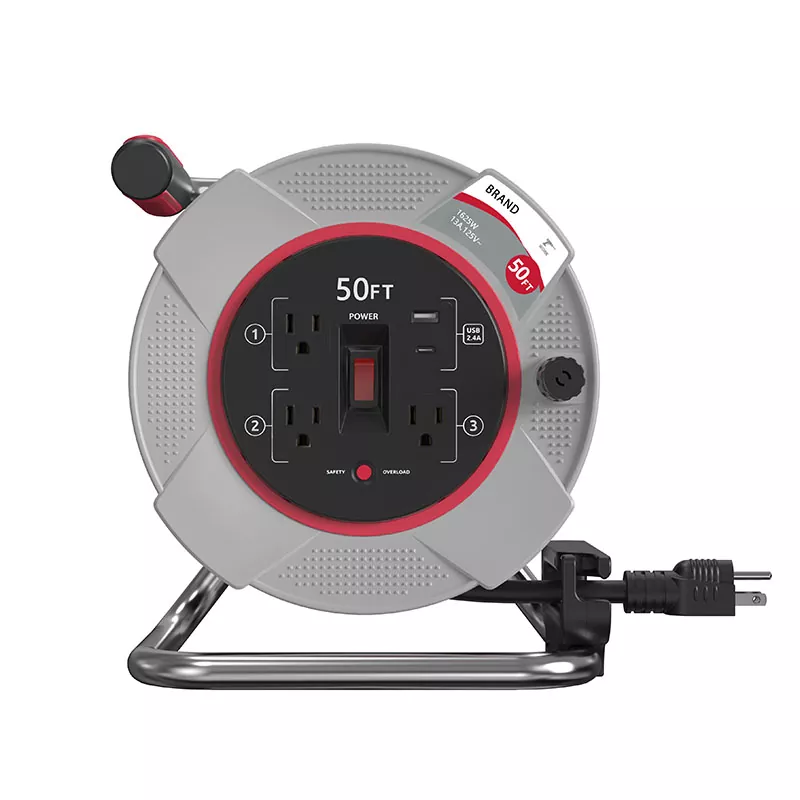 3 Asraon USB2.4A Ról Corda Plaisteach 50 troigh le cosaint ró -ualaigh 3 Asraon USB2.4A Ról Corda Plaisteach 50 troigh le cosaint ró -ualaigh